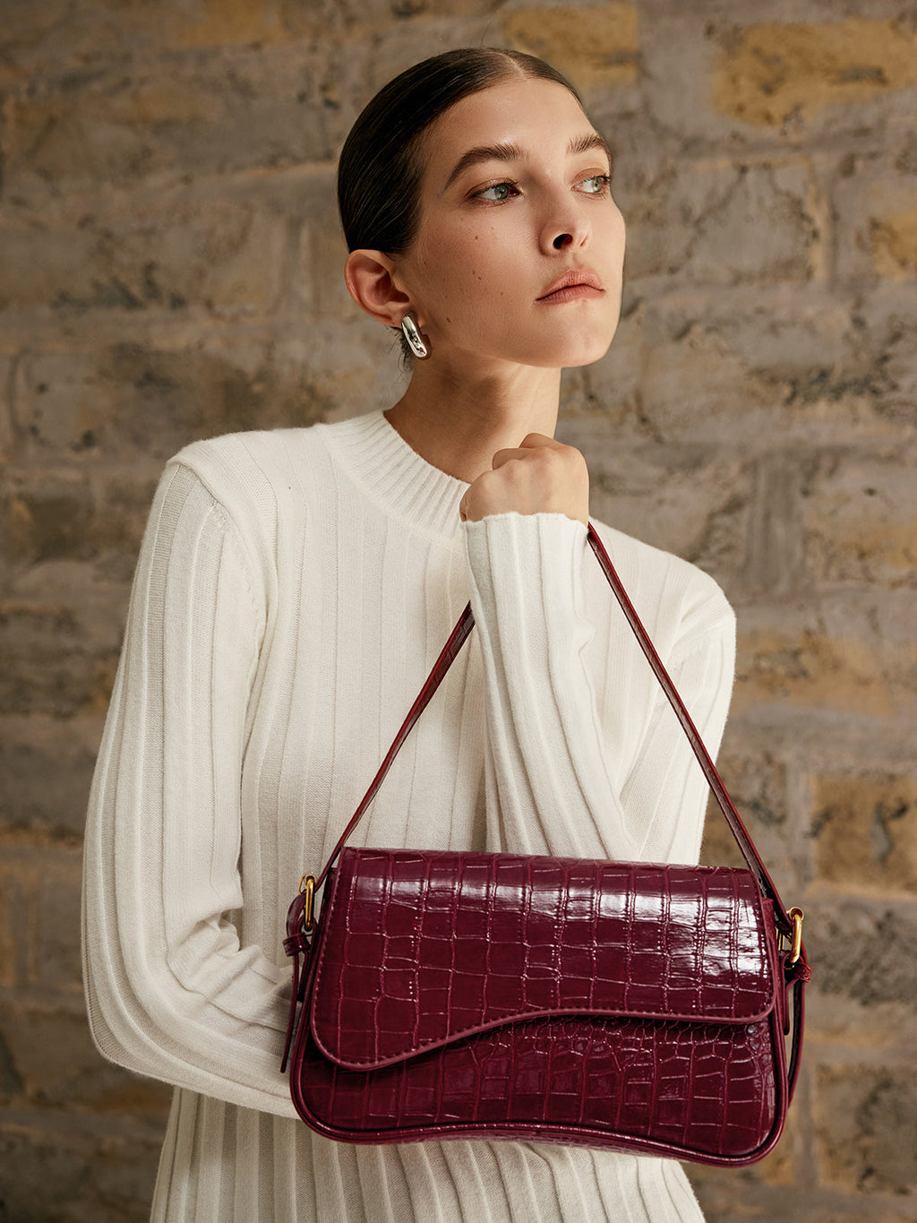 Ladies Shoulder Bag Checked Pattern One Size Polyurethane
