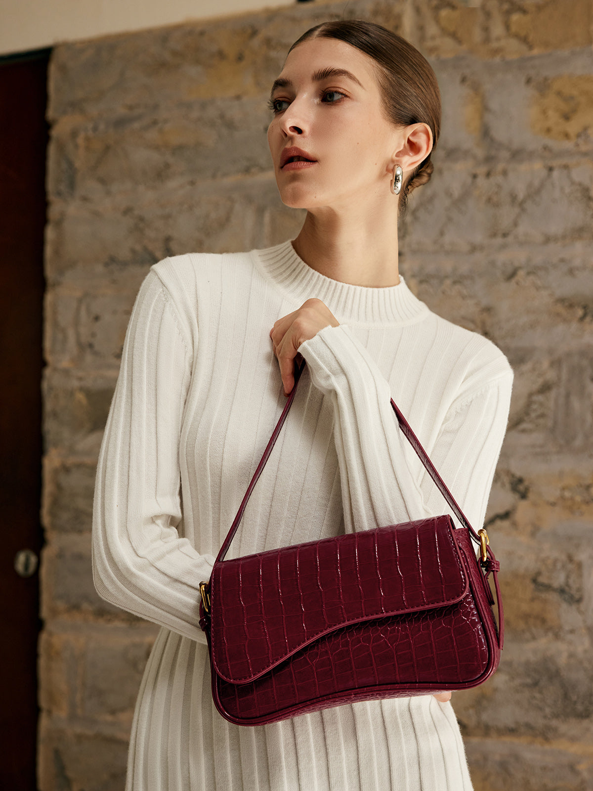 Ladies Shoulder Bag Checked Pattern One Size Polyurethane