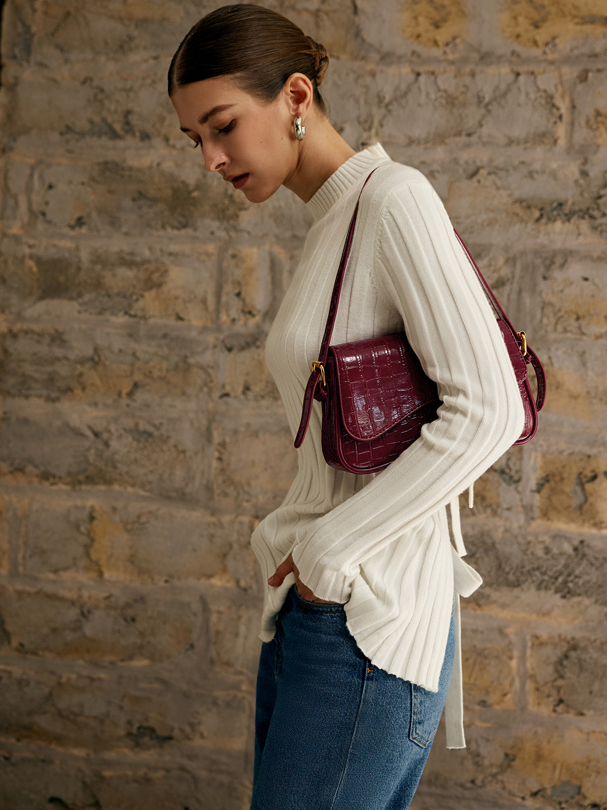 Ladies Shoulder Bag Checked Pattern One Size Polyurethane