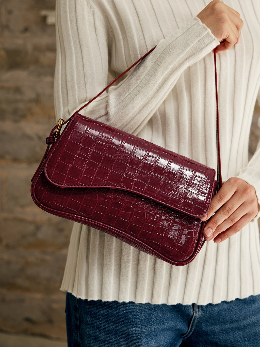 Ladies Shoulder Bag Checked Pattern One Size Polyurethane
