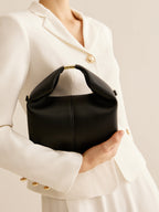 Ladies Handbag Black One Size Polyurethane with Metal Detail