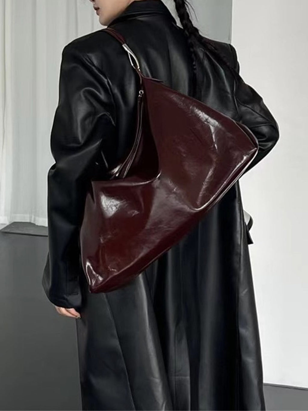 Ladies Hobo Bag Black One Size Polyurethane
