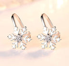 Silver Snowflake Ear Cuff Earrings