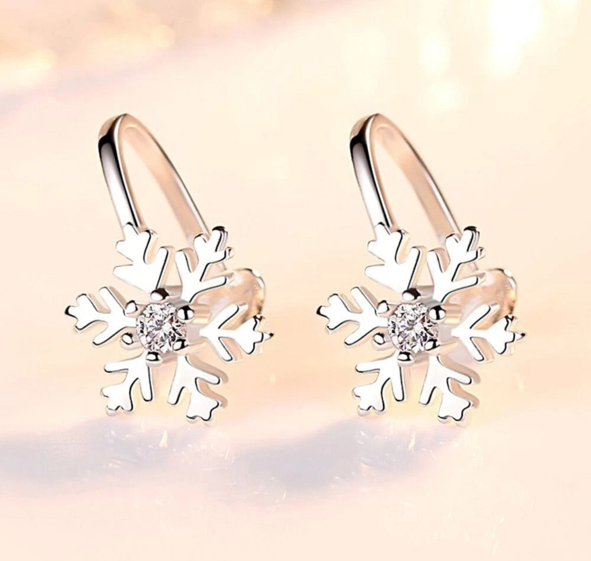 Silver Snowflake Ear Cuff Earrings