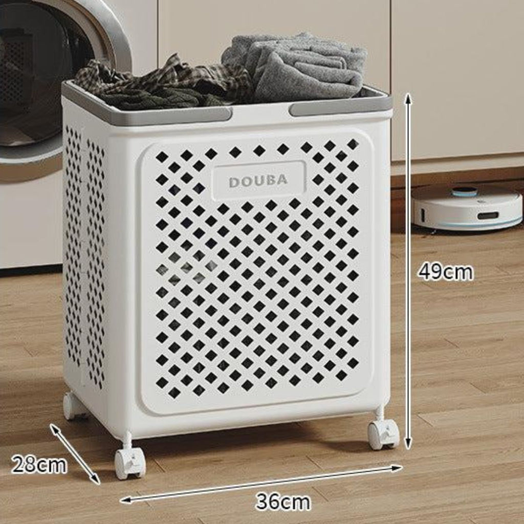 Collapsible laundry basket with wheels