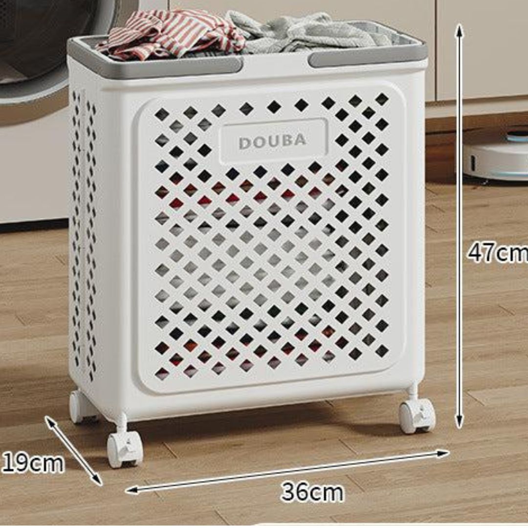 Collapsible laundry basket with wheels