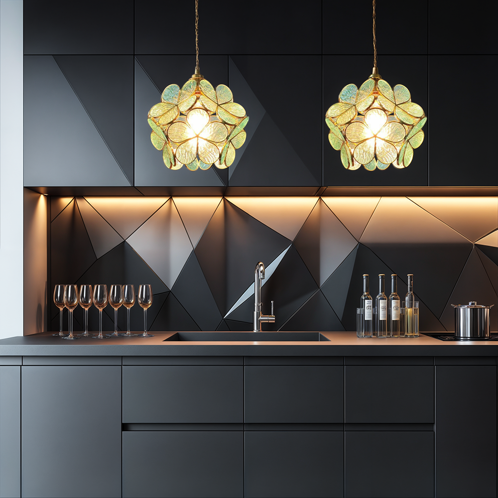 Modern Flower Shape Glass LED Pendant Lamp
