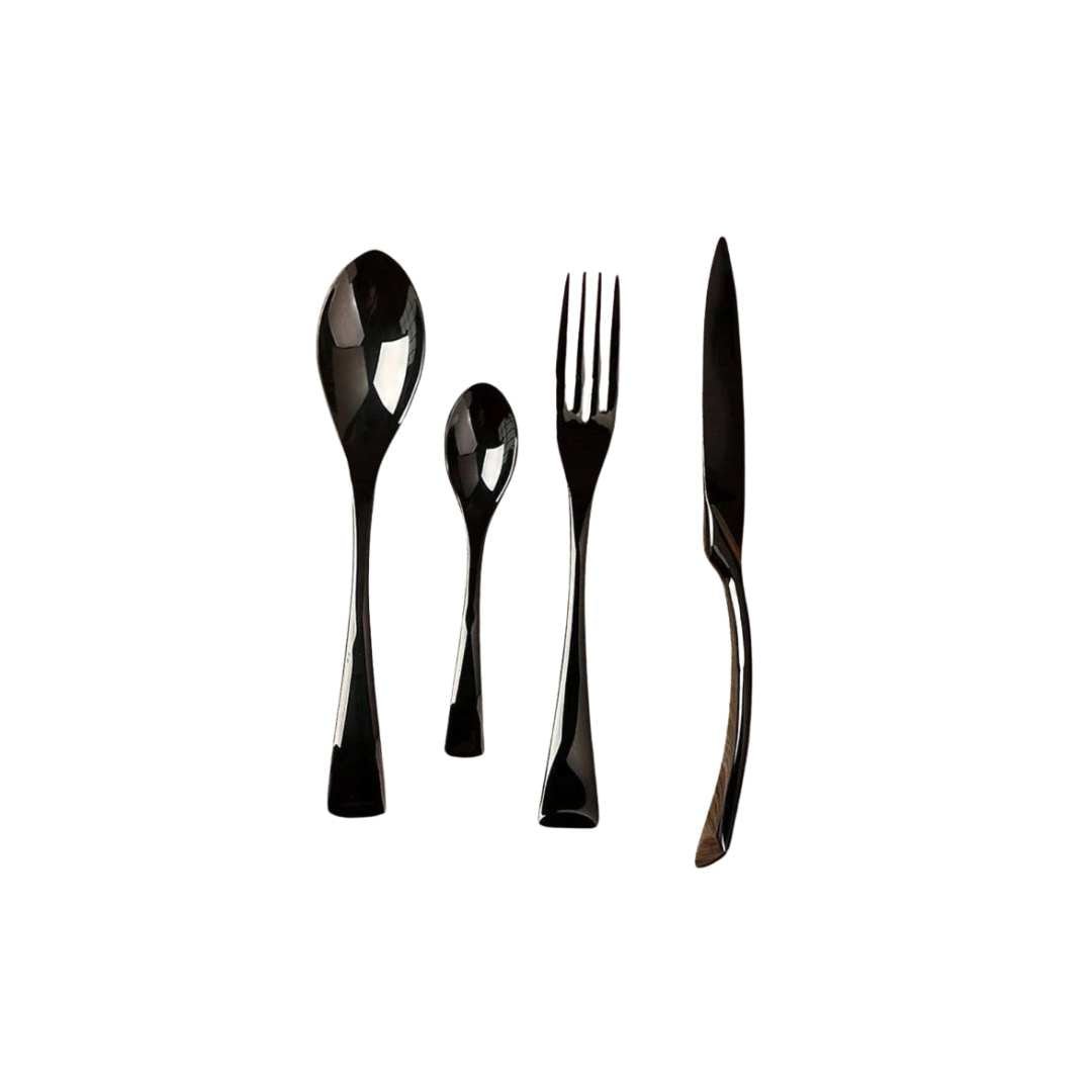 Elegant Black Stainless Steel Cutlery Set