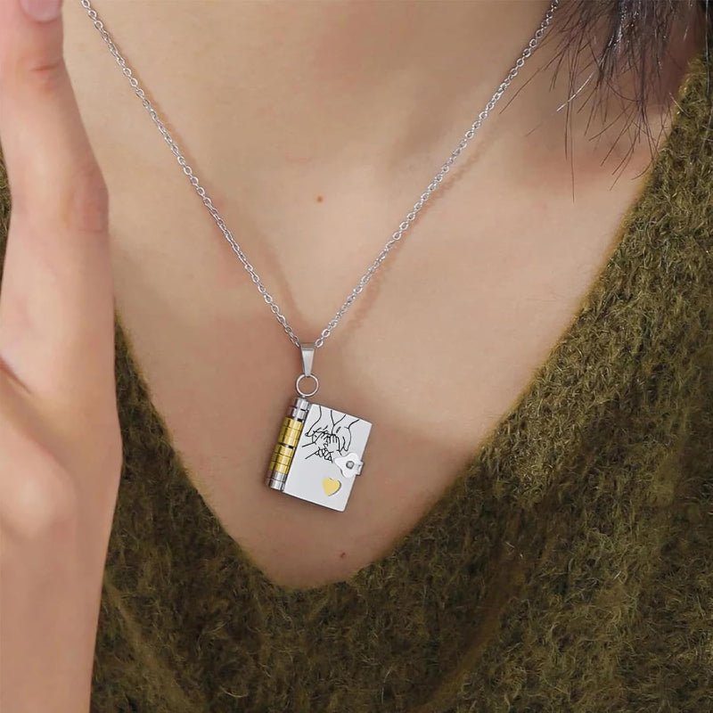 Personalized book necklace as a memento of love and connection