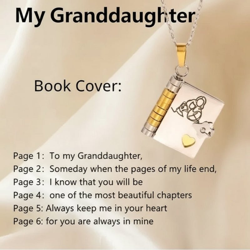 Personalized book necklace as a memento of love and connection