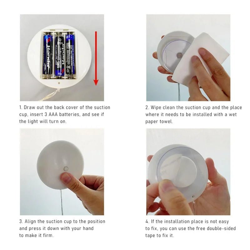 LED Christmas lights with suction cups for glass and mirrors