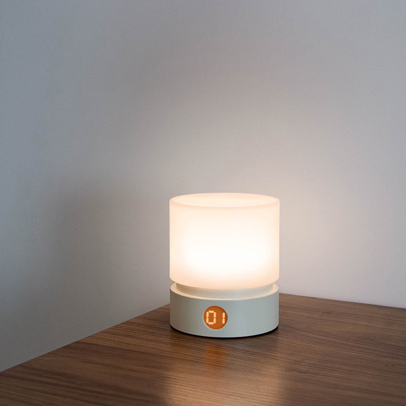 Contemporary Nordic Timer Rechargeable ABS HIPS Silicone Cylinder LED Table Lamp Night Light for Nightstand