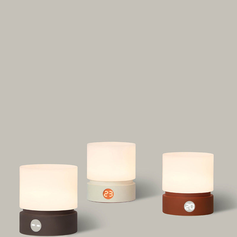 Contemporary Nordic Timer Rechargeable ABS HIPS Silicone Cylinder LED Table Lamp Night Light for Nightstand