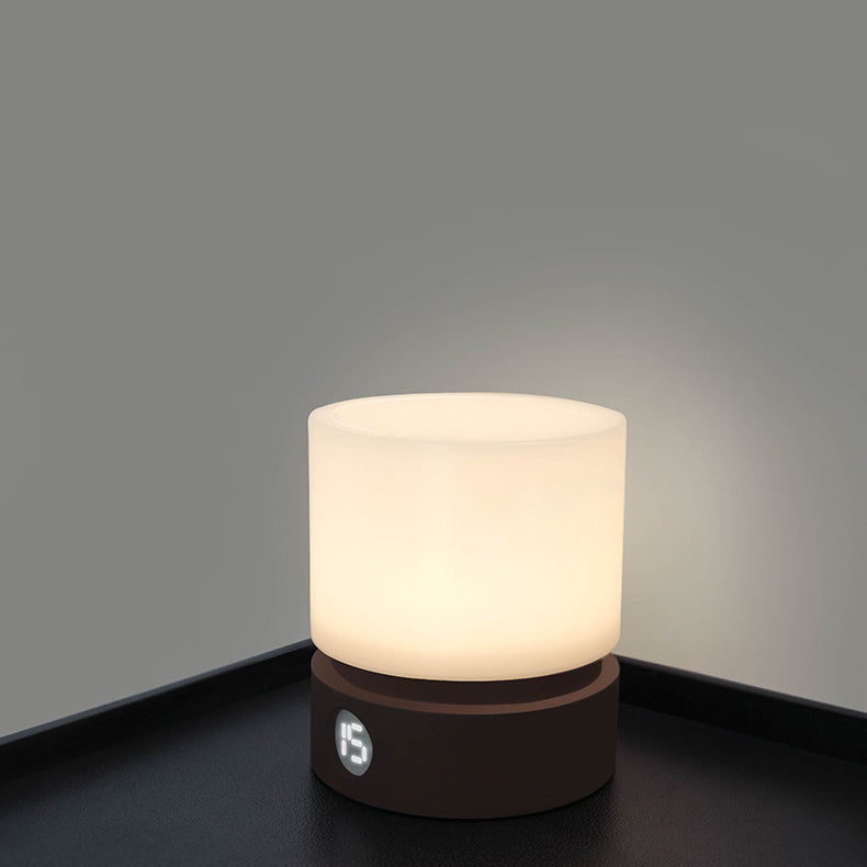 Contemporary Nordic Timer Rechargeable ABS HIPS Silicone Cylinder LED Table Lamp Night Light for Nightstand