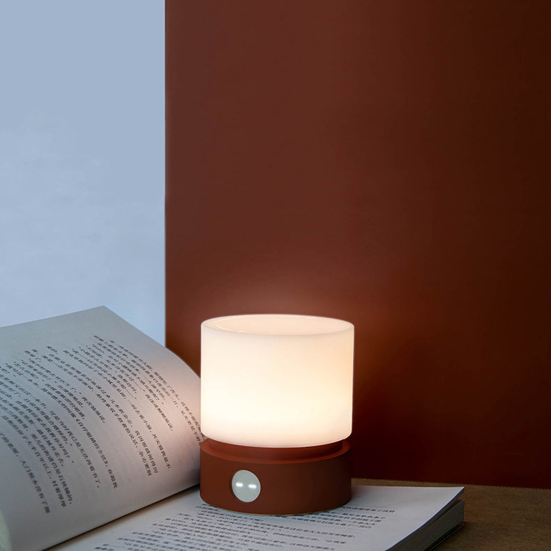 Contemporary Nordic Timer Rechargeable ABS HIPS Silicone Cylinder LED Table Lamp Night Light for Nightstand