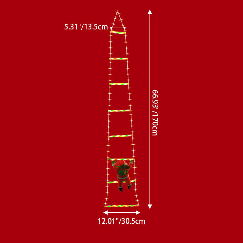 Modern Art Deco PVC Cotton Ladder Shape Santa Claus Christmas Decoration LED String Light For Outdoor