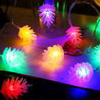 Modern Art Deco Waterproof Solar Battery PVC Pinecone LED String Light For Garden & Outdoor Patio