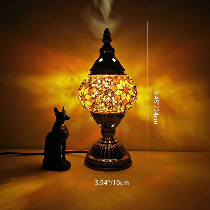 Traditional Tiffany Oval Glass Iron 1-Light Table Lamp for the Living Room