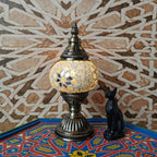 Traditional Tiffany Oval Glass Iron 1-Light Table Lamp for the Living Room