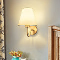 Contemporary Nordic Round Curved Rod Iron Fabric Shade 1-Light Wall Light Lamp for Living Room