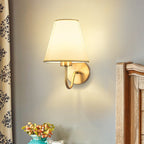Contemporary Nordic Round Curved Rod Iron Fabric Shade 1-Light Wall Light Lamp for Living Room