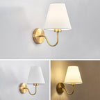 Contemporary Nordic Round Curved Rod Iron Fabric Shade 1-Light Wall Light Lamp for Living Room