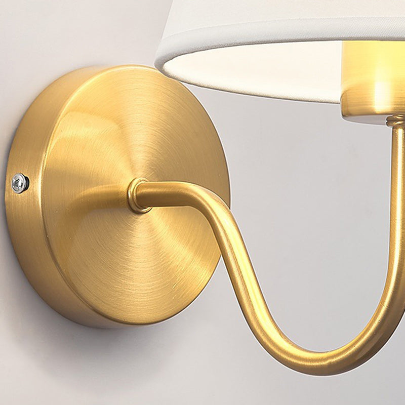 Contemporary Nordic Round Curved Rod Iron Fabric Shade 1-Light Wall Light Lamp for Living Room