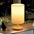 Traditional Japanese Cylinder Wood Fabric 1-Light Table Lamp for the Living Room