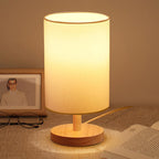 Traditional Japanese Cylinder Wood Fabric 1-Light Table Lamp for the Living Room
