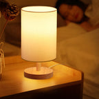 Traditional Japanese Cylinder Wood Fabric 1-Light Table Lamp for the Living Room