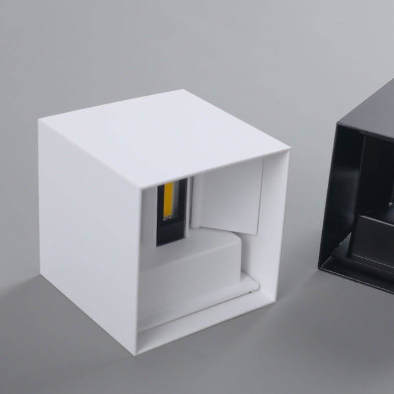 Modern Minimalist Waterproof Cube Up Down Aluminum Glass Induction LED Wall Light Lamps For Bedroom