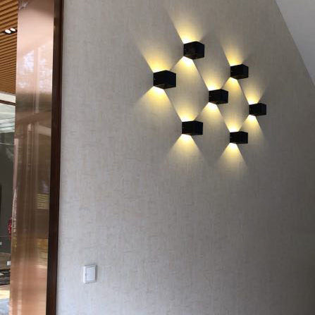 Modern Minimalist Waterproof Cube Up Down Aluminum Glass Induction LED Wall Light Lamps For Bedroom