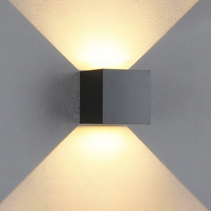 Modern Minimalist Waterproof Cube Up Down Aluminum Glass Induction LED Wall Light Lamps For Bedroom