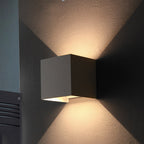 Modern Minimalist Waterproof Cube Up Down Aluminum Glass Induction LED Wall Light Lamps For Bedroom