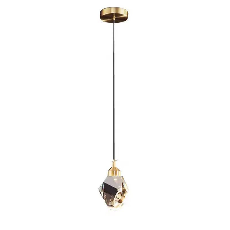 Luxury Diamond Cube Crystal Iron LED Pendant Light For Bedroom
