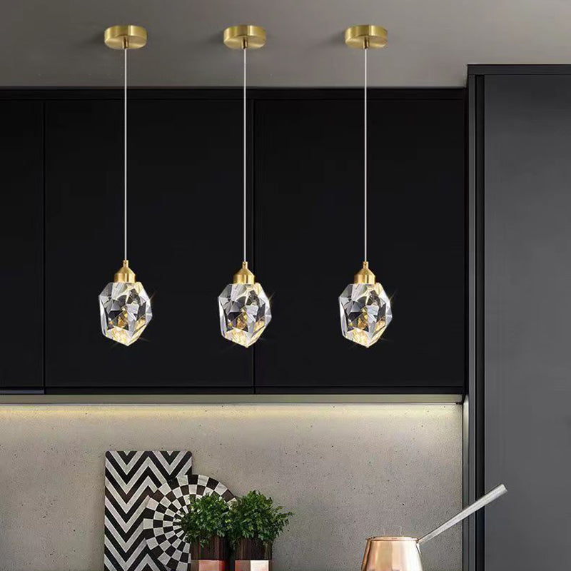 Luxury Diamond Cube Crystal Iron LED Pendant Light For Bedroom