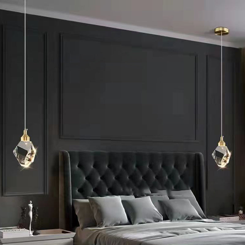 Luxury Diamond Cube Crystal Iron LED Pendant Light For Bedroom