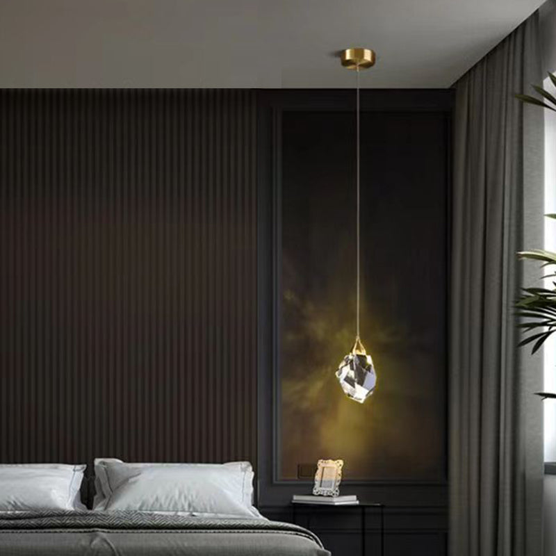 Luxury Diamond Cube Crystal Iron LED Pendant Light For Bedroom