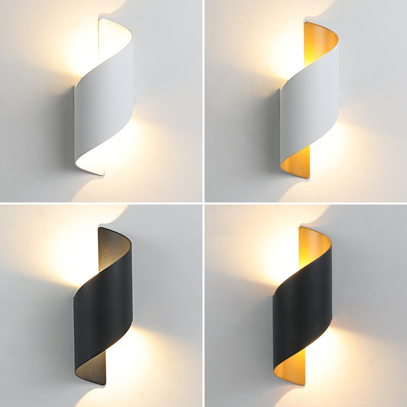 Modern Minimalist Waterproof Spiral Aluminum Acrylic LED Wall Light for Bedroom