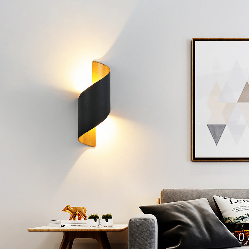 Modern Minimalist Waterproof Spiral Aluminum Acrylic LED Wall Light for Bedroom
