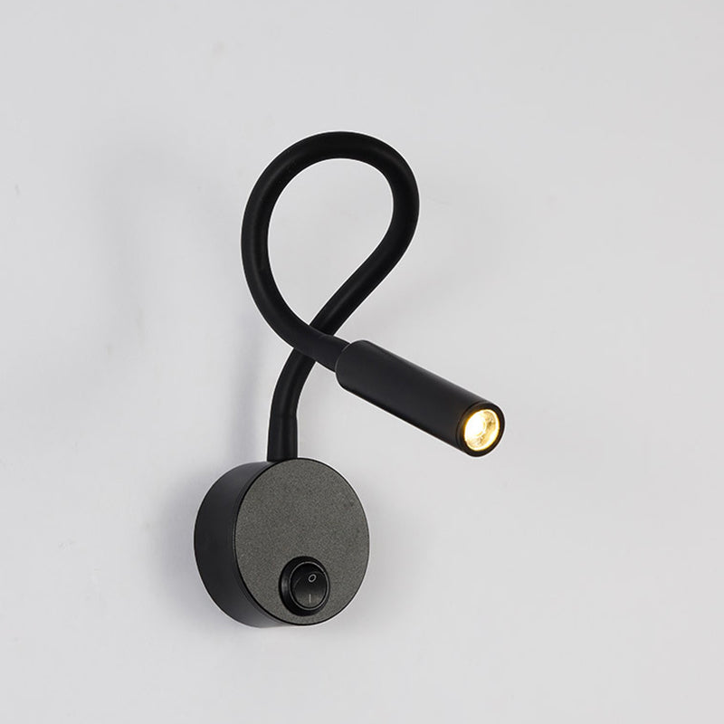 Modern Minimalist Iron Round Flexible Bend Tube LED Reading Lamp Wall Sconce Lamp for Bedroom