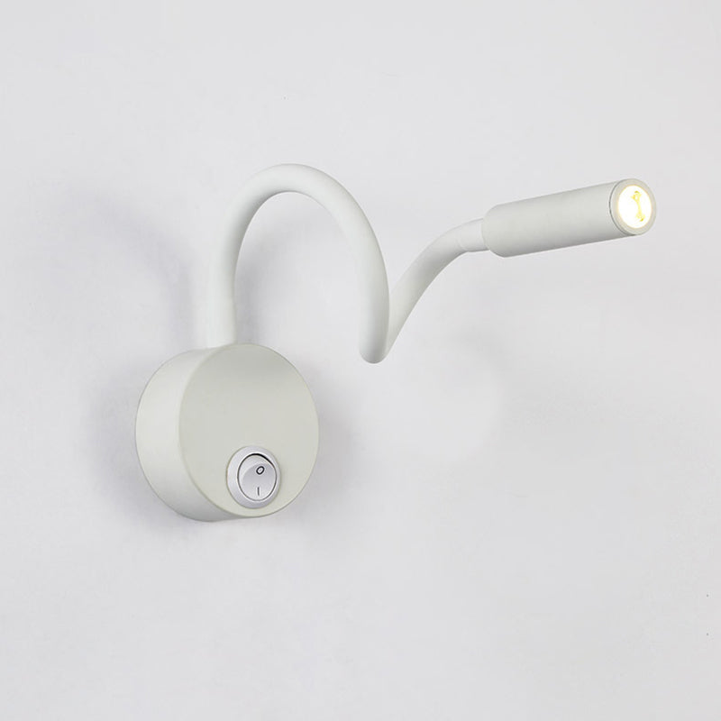 Modern Minimalist Iron Round Flexible Bend Tube LED Reading Lamp Wall Sconce Lamp for Bedroom