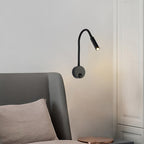 Modern Minimalist Iron Round Flexible Bend Tube LED Reading Lamp Wall Sconce Lamp for Bedroom