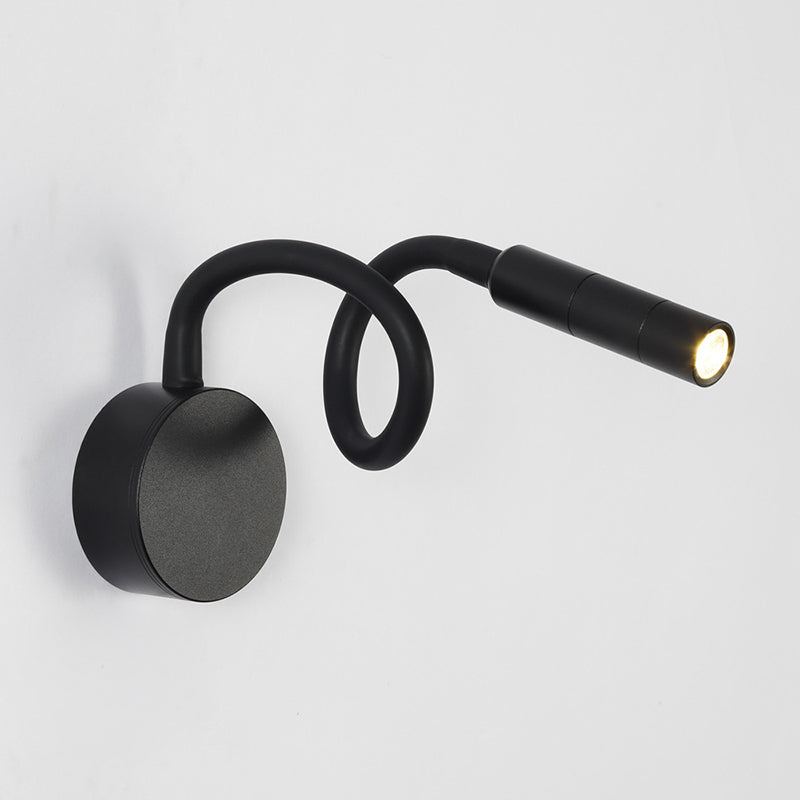 Modern Minimalist Iron Round Flexible Bend Tube LED Reading Lamp Wall Sconce Lamp for Bedroom
