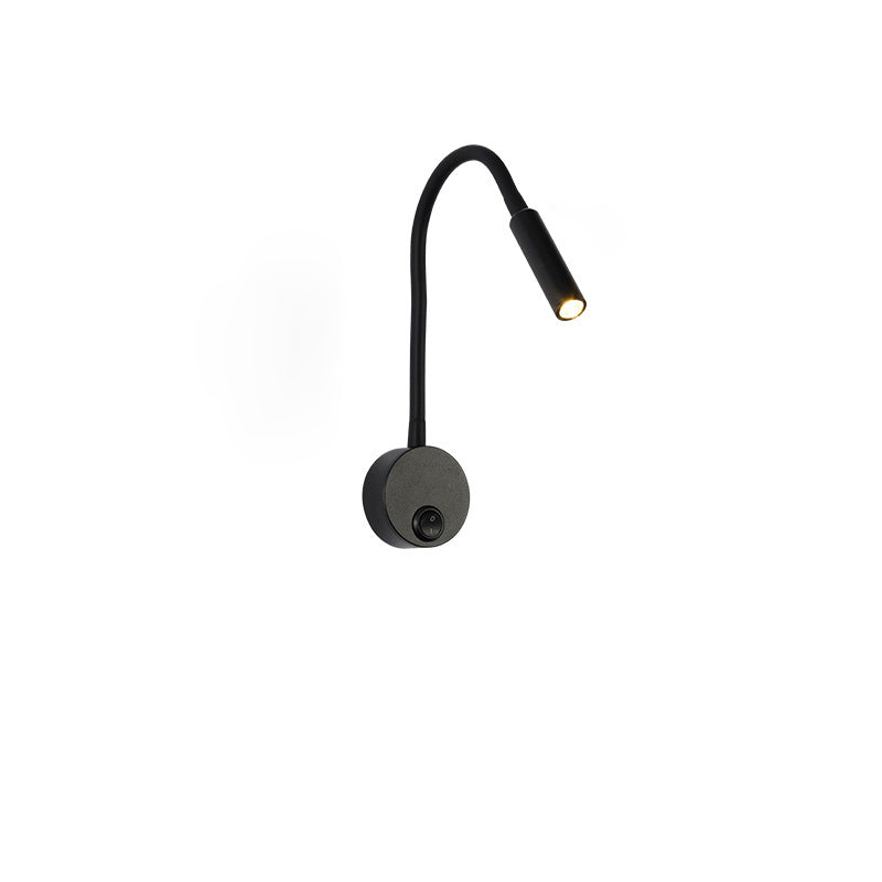 Modern Minimalist Iron Round Flexible Bend Tube LED Reading Lamp Wall Sconce Lamp for Bedroom