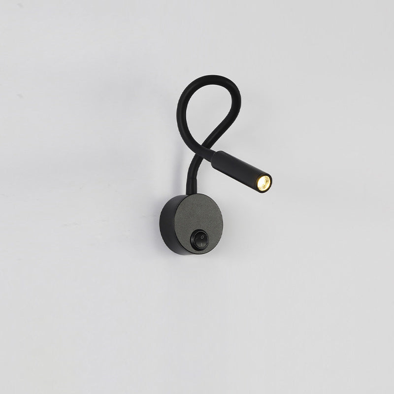 Modern Minimalist Iron Round Flexible Bend Tube LED Reading Lamp Wall Sconce Lamp for Bedroom