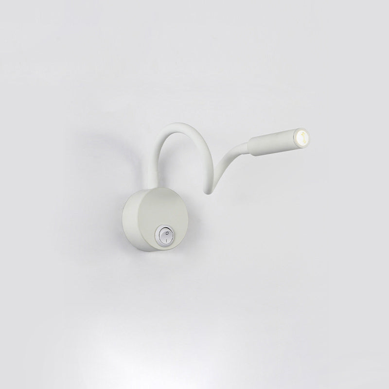 Modern Minimalist Iron Round Flexible Bend Tube LED Reading Lamp Wall Sconce Lamp for Bedroom