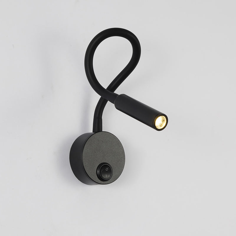 Modern Minimalist Iron Round Flexible Bend Tube LED Reading Lamp Wall Sconce Lamp for Bedroom