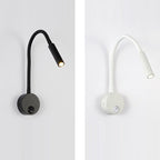 Modern Minimalist Iron Round Flexible Bend Tube LED Reading Lamp Wall Sconce Lamp for Bedroom