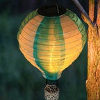 Contemporary Creative Solar Hot Air Balloon Fabric Shade LED Outdoor Pendant Light for Terrace Outside